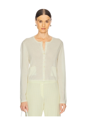 LESET James Crew Cardigan in Cream,Lemon. Size L. Also in XL.