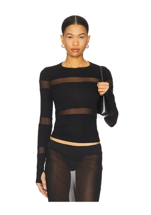 Michael Lauren Vex Long Sleeve Fitted Top in Black. Size L. Also in XL, XS.