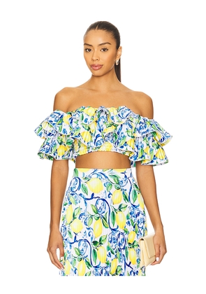 L'IDEE x REVOLVE Debut Top in Blue,Lemon. Size 10/M. Also in 8/S.