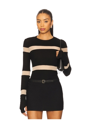 Michael Lauren Vex Long Sleeve Fitted Top in Black. Size L. Also in XS, XL.