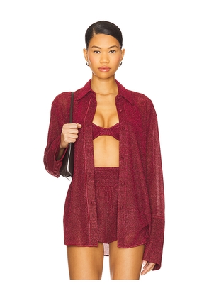 Oseree Lumiere Sleeves Shirt in Burgundy. Size M-L. Also in S-M.