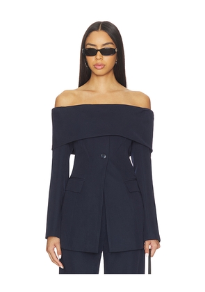 Line & Dot Derrick Off The Shoulder Top in Navy. Size L. Also in M, S, XL, XS.