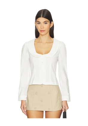 My Mum Made It Curved Collar Button Shirt in White. Size L. Also in M, S, XL, XS.