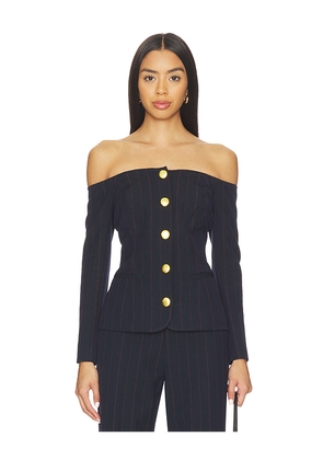 L'AGENCE Alice Off Shoulder Blazer in Navy. Size 0. Also in 00, 10, 2, 4, 6, 8.