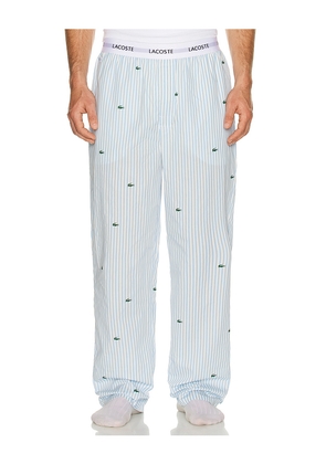Lacoste Printed Striped Cotton Pajama Bottoms in Blue. Size S. Also in XXL/2X.