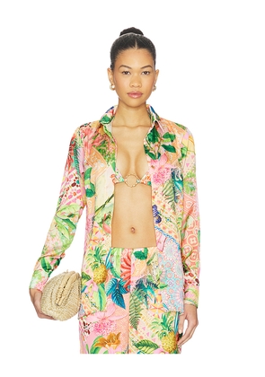 Luli Fama Blouse in Pink,Green. Size L. Also in M, S, XS.