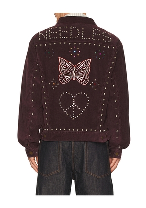 Needles Studded Jean Jacket 14W Corduroy in Burgundy. Size L. Also in M, XL.