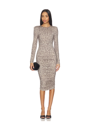L'AGENCE Paityn Long Sleeve Shirred Dress in Light Grey. Size 0. Also in 00, 2, 4, 6, 8.