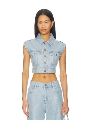 Ksubi Trucker Vest in Denim-Light. Size L. Also in M, S, XL/1X, XS.