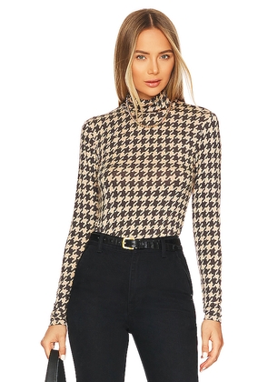 Sanctuary Slinky Mock Turtleneck Top in Cream,Brown. Size M. Also in XL, XXL.