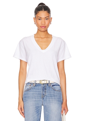 perfectwhitetee Cotton Boxy V Neck Tee in White. Size L. Also in S, XS.