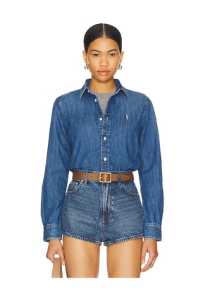 Polo Ralph Lauren Button Front Shirt in Denim-Medium. Size 00. Also in 4, 8.