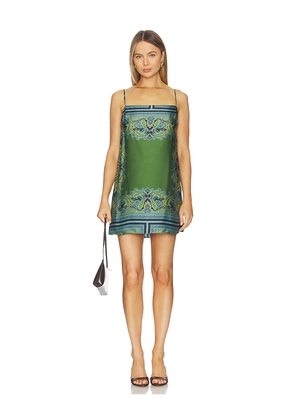 MISA Los Angeles Maxine Dress in Green,Blue. Size L. Also in M, S, XS.