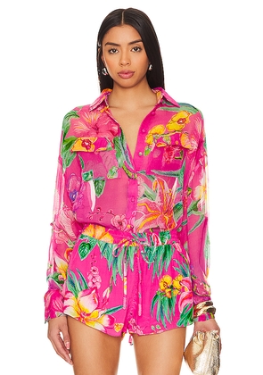 ROCOCO SAND Megan Button Up Shirt in Pink. Size L. Also in M, S, XS, XXS.