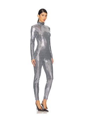 Shoreditch Ski Club Disco Jumpsuit in Metallic Silver. Size L. Also in S.