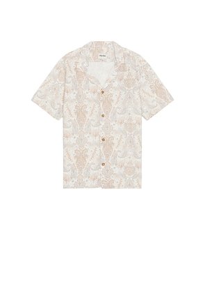 Rhythm Jean Paisley Short Sleeve Shirt in Cream. Size M. Also in S.