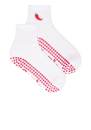 Souls. Spicy Grip Socks in White. Size M/L. Also in S/M.