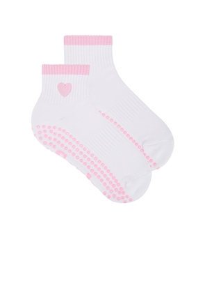 Souls. Pink Heart Sock in White. Size M-L. Also in S-M.