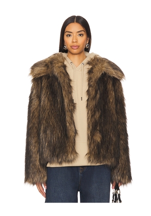 superdown Kennedy Faux Fur Coat in Brown. Size L. Also in S.