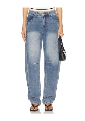 superdown x Emma Rose Patsy Jeans in Blue. Size L. Also in XXS, M, XL.