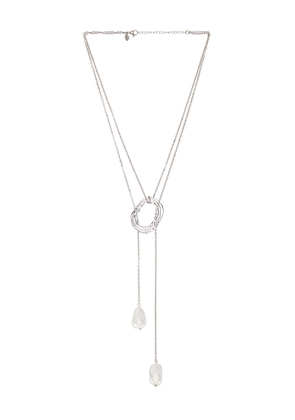 petit moments Solar Lariat Necklace in Metallic Silver.