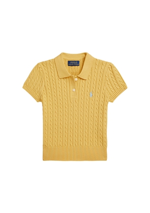 Polo Ralph Lauren Kids Short Sleeve Combed Cotton Mini Cable Knit Polo in Yellow. Size 2. Also in 4.
