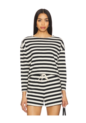 perfectwhitetee Taylor Striped Long Sleeve Top in Black,White. Size S. Also in XS.