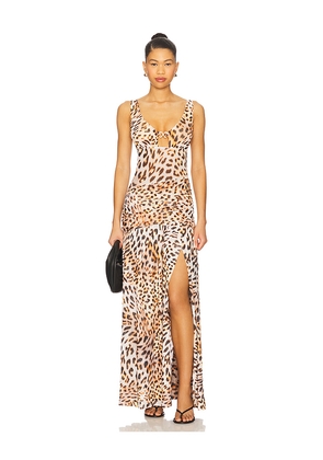 Runaway The Label Denver Maxi Dress in Tan. Size L. Also in M, S, XS.