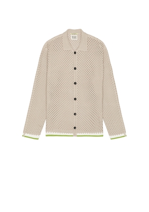 Scotch & Soda Crochet Long Sleeve Shirt in Taupe. Size S. Also in XL/1X.