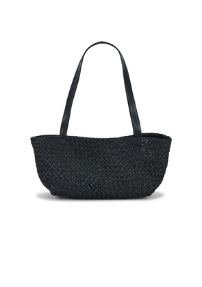 St. Agni Petit Woven Trapeze Bag in Black.