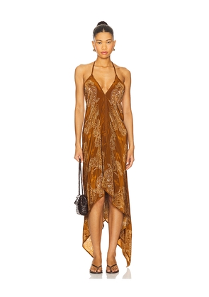 ROCOCO SAND High Low Handkerchief Dress in Brown. Size L. Also in M, S, XL, XS.
