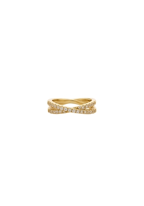 SHASHI Staci Double Pave Ring in Metallic Gold. Size 5. Also in 6.