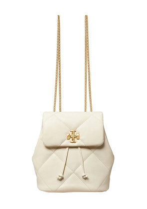 Tory Burch Kira Diamond Quilt Small Backpack in Ivory.
