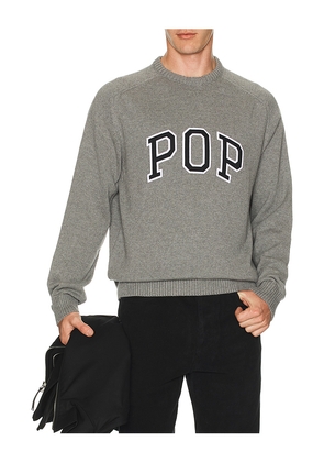 Pop Trading Company Knitted Arch Crew Neck Sweatshirt in Grey. Size M. Also in XL/1X.