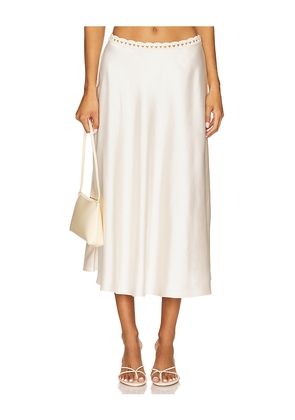 SEROYA Tamsin Midi Skirt in Cream. Size L. Also in S, M.