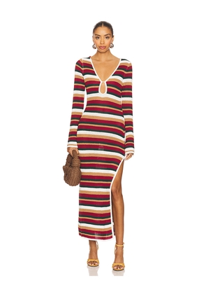 SEVEN WONDERS Benson Sleeved Knit Maxi Dress in Red. Size XL. Also in M, S.