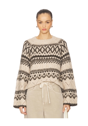 Sanctuary Fairisle Crew Neck Sweater in Beige. Size L. Also in S, XL.