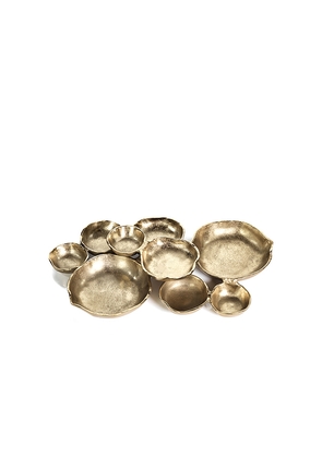 The Favorites Cluster Of Nine Round Serving Bowls in Metallic Gold.