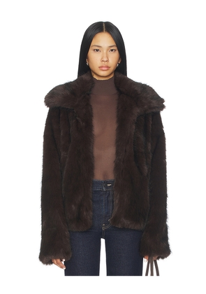 SNDYS Leila Faux Fur Jacket in Chocolate. Size M. Also in L, S, XL, XS, XXL, XXS.