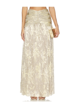 PatBO Golden Dust Lurex Maxi Skirt in Metallic Gold. Size 0. Also in 10, 2, 4, 6, 8.