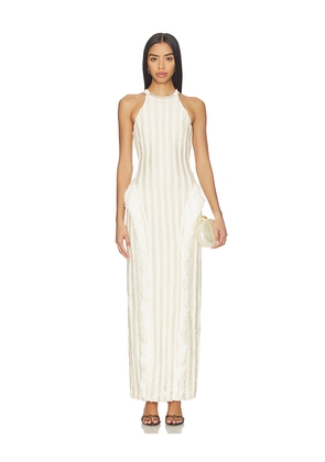 PatBO Celeste Knit Gown in Beige. Size L. Also in M, S, XS.