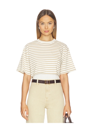 PISTOLA Camryn Boxy Tee Overlay Top in White,Tan. Size L. Also in M, S, XL, XS.