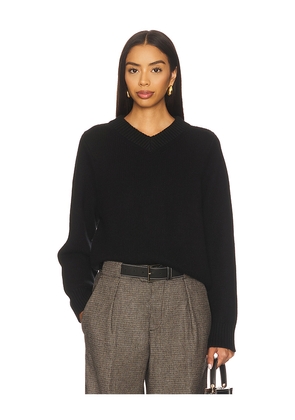 Soft Goat Chunky V-neck Sweater in Black. Size L. Also in XS, S, M.