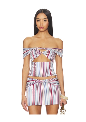 Tiger Mist Haze Twist Top in Blue,Red. Size L. Also in S, XXS, XS, M, XL.