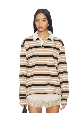 superdown Sashia Polo Top in Brown. Size L. Also in XXS, XS, S, M, XL.