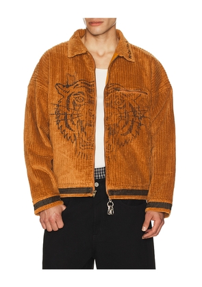 Ryoko Rain Corduroy Tiger Work Jacket in Orange. Size M. Also in S.