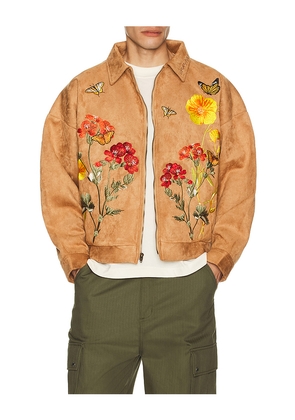 Ryoko Rain Monarch Clay Suede Work Jacket in Brown. Size L. Also in M.