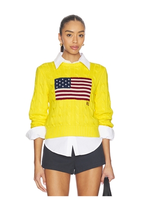 Polo Ralph Lauren Cotton Crewneck Pullover Sweater in Yellow. Size L. Also in XS, S, M, XL, XXL.