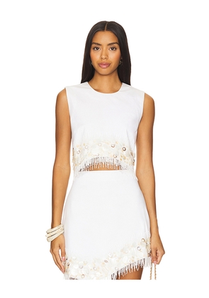 AMUR Antonella Shell Beaded Top in Ivory. Size 0. Also in 10.