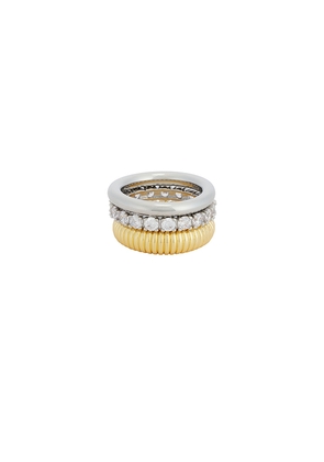SHASHI Roux Ring Set in Metallic Silver,Metallic Gold. Size 5. Also in 6, 7, 8.